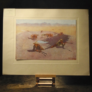 Prints by Frederic Remington - A Fight for the Water Hole