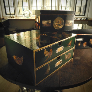  A Hand-Decorated and Varnished Two-Drawer Box
