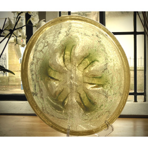A Fine Art Deco WMF ‘Ikora’ Crackle Glass Shallow Bowl by Karl Wiedmann, Germany