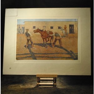 Prints by Frederic Remington - His First Lesson