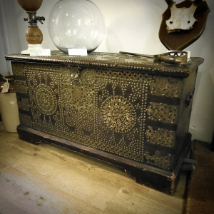 A Stunning Teak and Brass-Studded ‘Zanzibar’ Chest